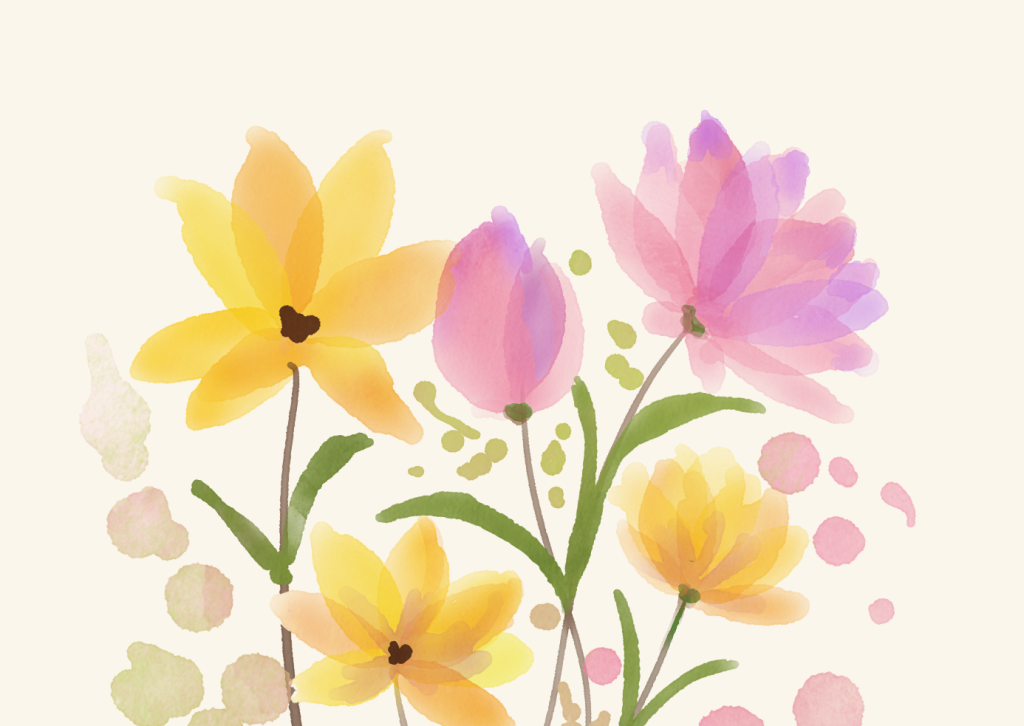 4月のポジベビアート　テーマは「お花畑」